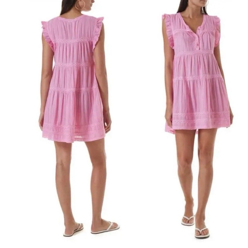Melissa Odabash Pink Ruffle Mini Dress